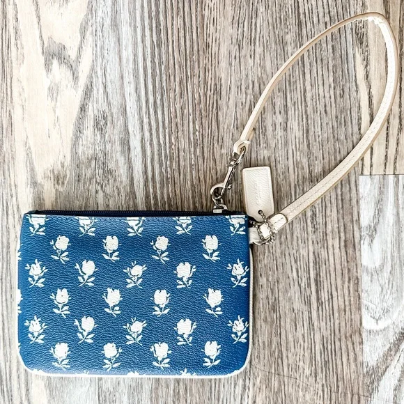 Coach Blue Floral Wristlet - Picture 2 of 5